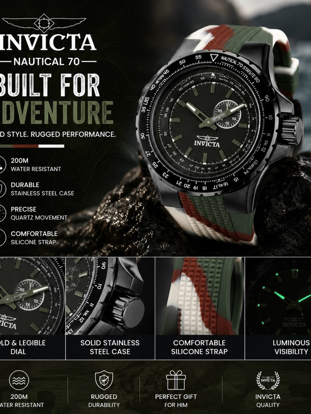Invicta Aviator Men's Watch - 50mm. Camouflage (49730)